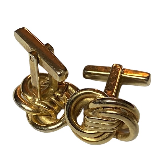 Vintage Golden High End ROPE Nautical Free Form Men’s Cufflinks MINTY - Picture 2 of 3